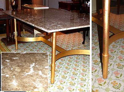 Lot 150A - Marble Top Gilt-Metal Center Table Modern