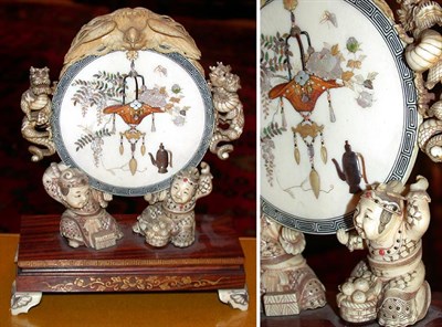 Lot 415 - Japanese Shibayama Ivory Inlaid Plaque Height...