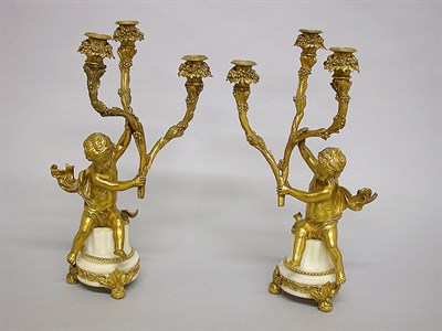 Lot 327 - Pair of Louis XV Style Gilt-Bronze Three-Light...