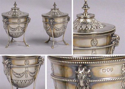 Lot 386 - Pair of Edwardian Silver Covered Bowls Total...