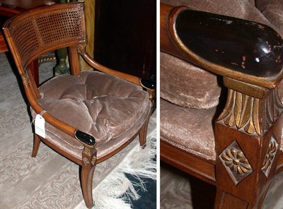 Lot 174 - Pair of Empire Style Parcel Gilt Walnut Side...