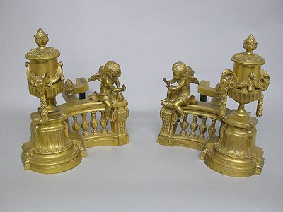 Lot 267 - Pair of Louis XVI Style Gilt-Bronze Chenets...