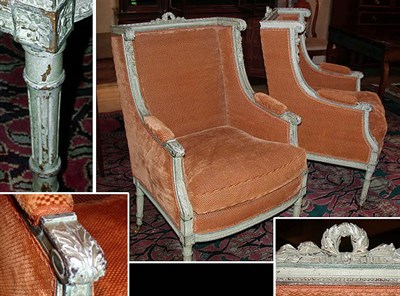 Lot 576 - Pair of Louis XVI Style Painted and...