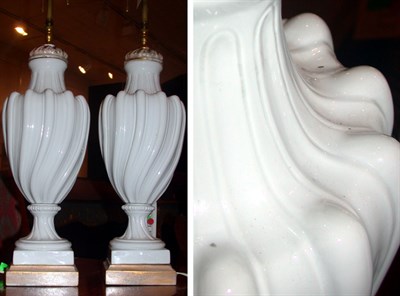 Lot 186 - Pair of White Ceramic Lamps
