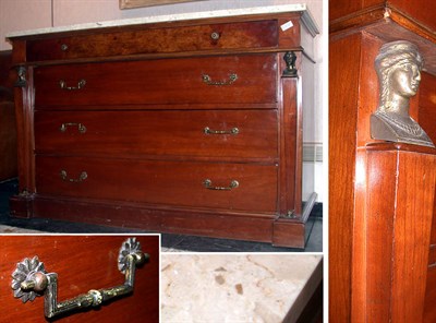 Lot 171 - Pair of Empire Style Marble Top Mahogany Commodes