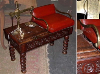 Lot 149 - Victorian Leather Upholstered Oak Jockey Scale