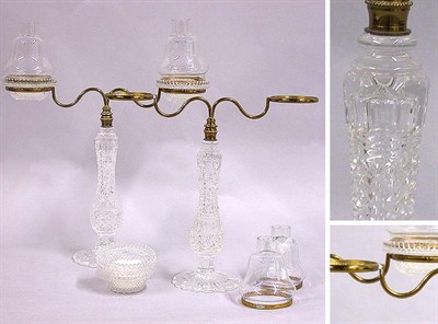 Lot 540 - Pair of Georgian Style Cut Glass Two-Light...