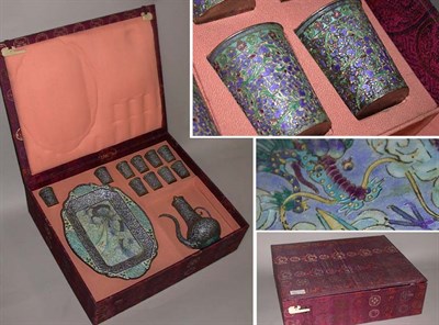 Lot 427 - Chinese Cloisonne Wine Set In a fitted case.
