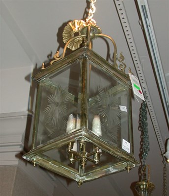 Lot 402 - Louis XV Style Brass and Glass Lantern