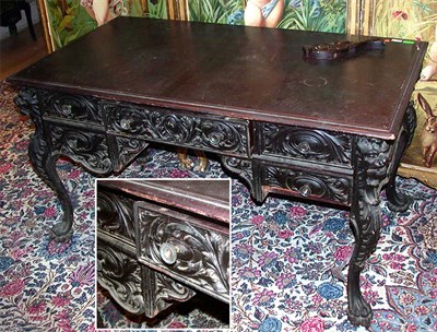 Lot 606 - Baroque Revival Ornately Carved Mahogany Desk...