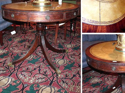 Lot 561 - George III Style Leathe -Inset Mahogany Drum...