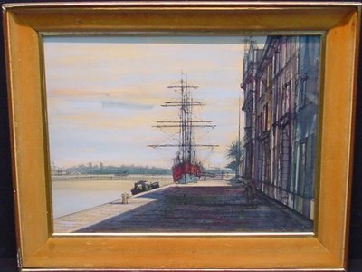 Lot 84 - Jean Carzou French, 1907-2000 SHIP AT PORT...