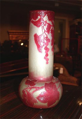 Lot 516 - Galle Fire Polished Cameo Glass Vase Of club...