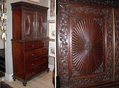Lot 267 - Anglo-Indian Rosewood Linen Press