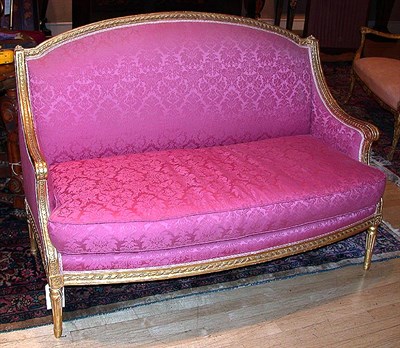 Lot 248 - Louis XVI Style Upholstered Gilt-Wood Canape