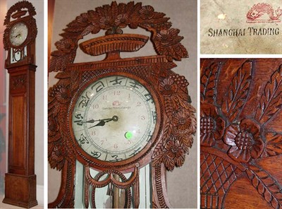 Lot 400 - French Provincial Carved Oak Tall Case Clock