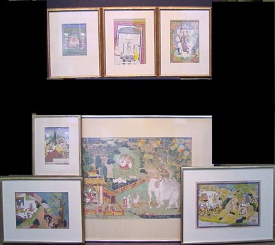 Lot 513 - Group of Seven Framed Asian Illuminations