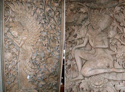 Lot 249 - Group of Two Thai Pierced and Carved Wood...
