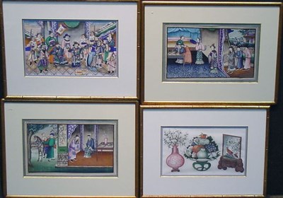 Lot 60 - Set of Four Framed Chinese Export Pith Paper...