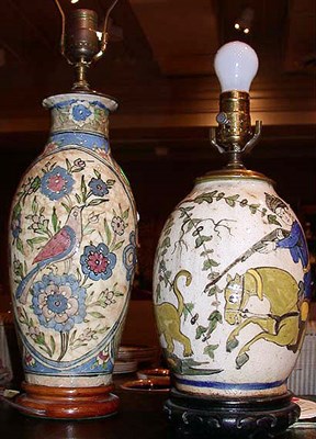 Lot 316 - Two Islamic Pottery Lamps