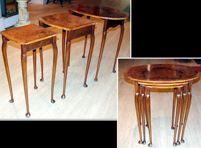Lot 349 - Nest of Three Burl-Wood Tables