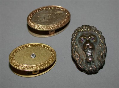 Lot 26 - Three Gold Tie Clips Of oval outline, one...