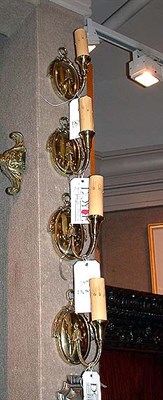 Lot 259 - Set of Four Georgian Style Brass Two-Light...