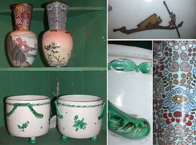 Lot 129 - Pair of Faience Cachepots Together with a Pair...