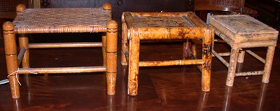 Lot 164 - Group of Three Wood and Bamboo Stools