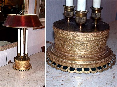 Lot 219 - Empire Style Gilt-Metal Three-Light Lamp