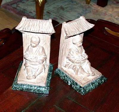 Lot 305 - Pair of Terra Cotta Figural Bookends