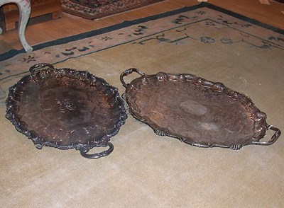 Lot 378 - Two Silver Plated Double-Handled Trays