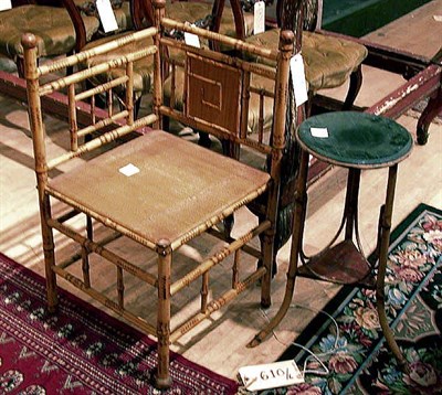 Lot 373 - Bamboo Side Table and Corner Chair