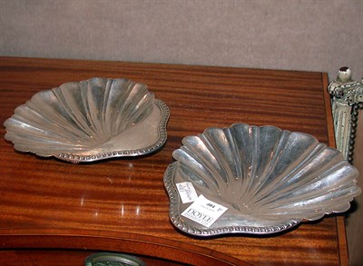 Lot 404 - Pair of Sterling Silver Shell-Form Bowls Total...