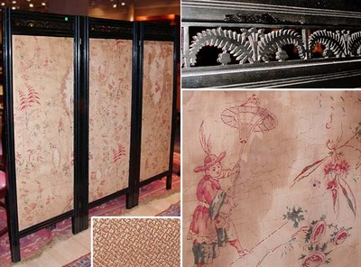 Lot 101 - Ebonized Three-Fold Screen Circa 1880 Each...