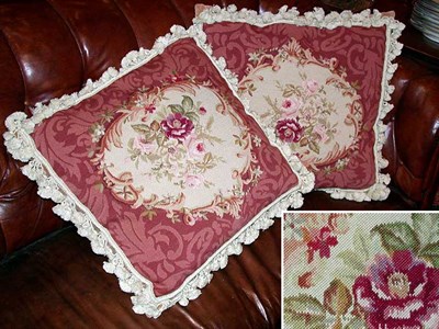 Lot 554 - Pair of Aubusson Covered Cushions