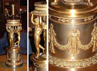 Lot 489 - Empire Style Gilt-Bronze Figural Lamp