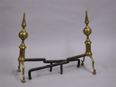 Lot 231 - Pair of Federal Brass Steeple-Top Andirons...