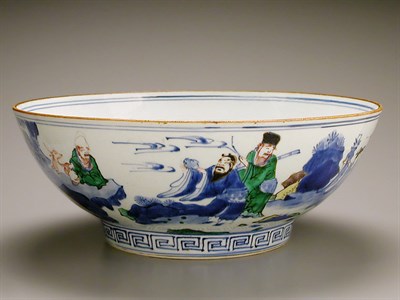 Lot 6 - CHINESE EXPORT BLUE AND WHITE AND ENAMELED...