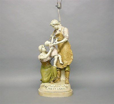 Lot 240 - Royal Dux Porcelain Pax et Labor Floral Group...