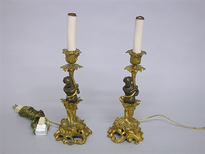 Lot 262 - Pair of Louis XV Style Gilt-Bronze Figural...