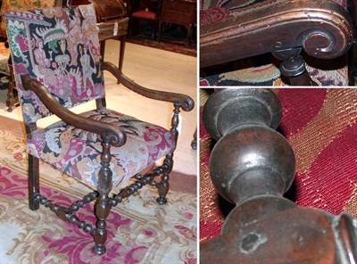 Lot 4287 - Continental Baroque Walnut High Back Armchair...