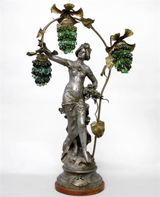 Lot 507 - Art Nouveau Style Patinated Metal Figural Lamp