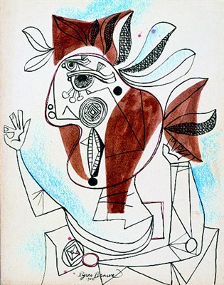 Lot 7 - Byron Browne American, 1907-1961 WOMAN WITH...