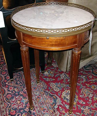 Lot 309 - Louis XVI Style Marble Top Mahogany Bouillotte...