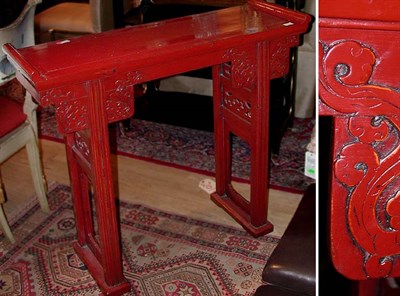 Lot 275 - Chinese Red Lacquered Altar Table