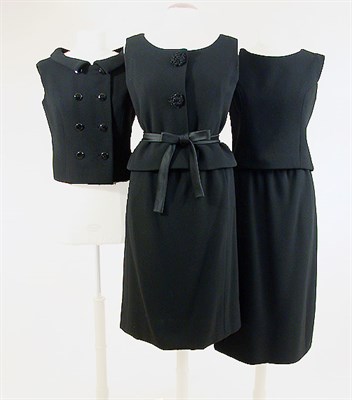 Lot 530 - Three Norell Black Crepe Cocktail Ensembles