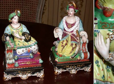 Lot 382 - Pair of Continental Porcelain Figural Bottles
