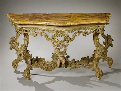 Lot 281 - Rococo Style Ivory and Verdigris Painted...