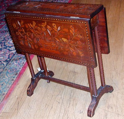 Lot 261 - Continental Marquetry Inlaid Drop-Leaf Side Table